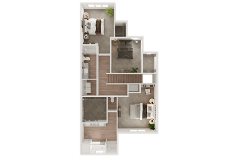 Upper Level Floor Plan Layout at Ironridge's Apartments in San Antonio